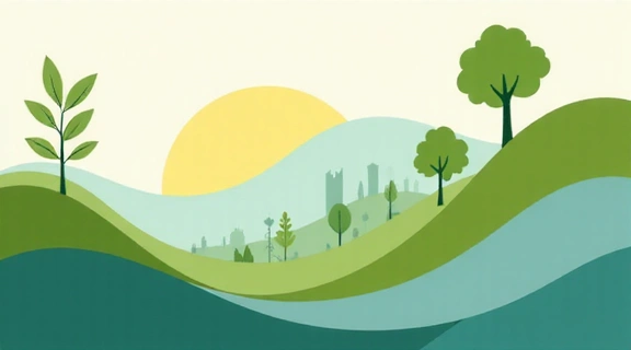 Abstract image representing growth, health, and positive change with flowing, natural colors like greens, blues, and soft yellows, conveying a sense of vitality and transformation.